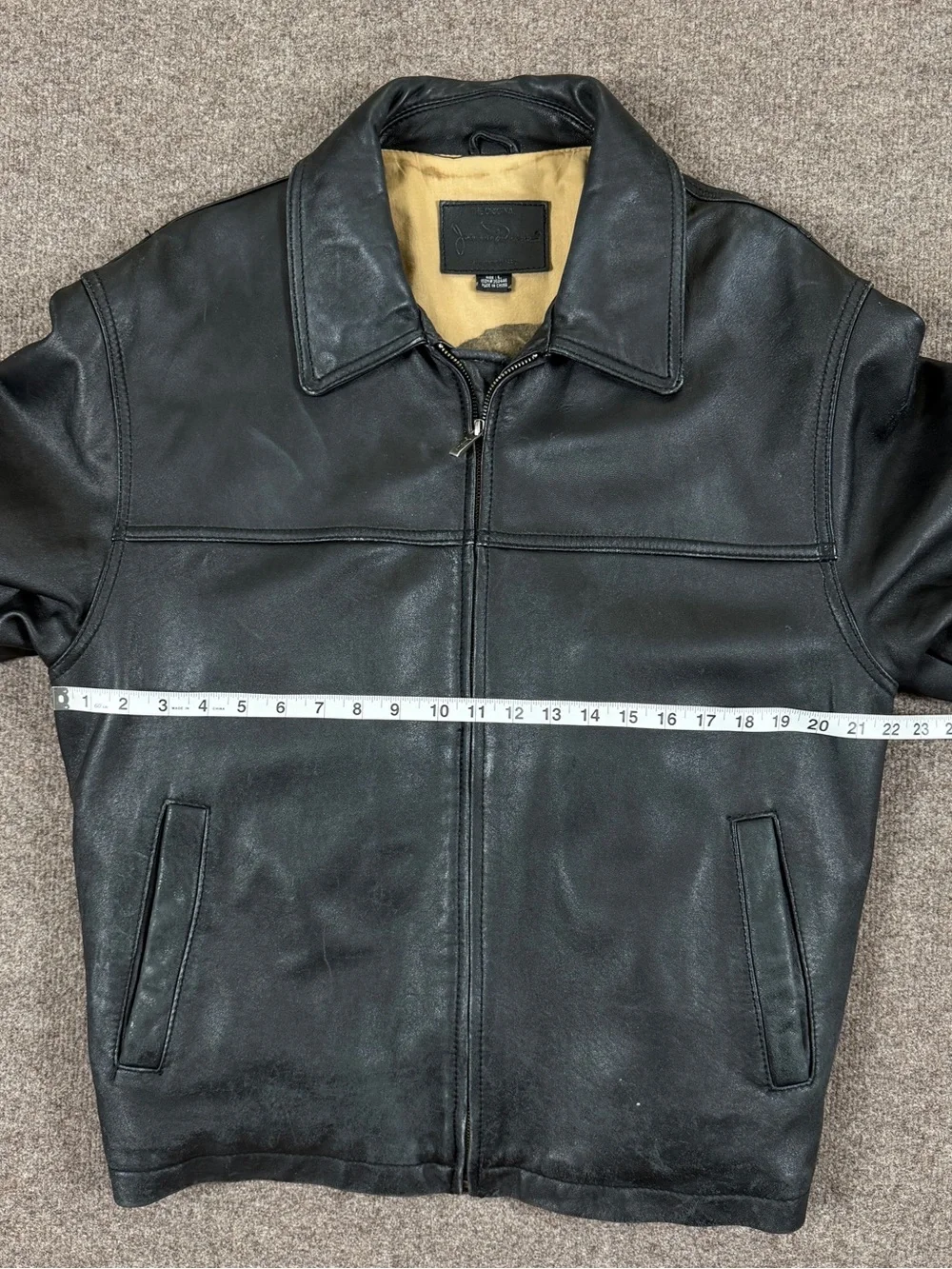 Vintage Black Genuine Leather Bomber Jacket Men’s L Full Zip James Dean 90s Y2K